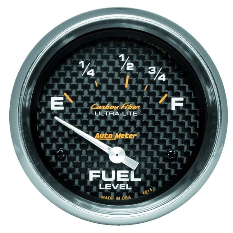 AutoMeter — AutoMeter Gauge Fuel Level 2-5/8in. 73 Ohm(e) to 10 Ohm(f) Elec Carbon Fiber
GA 2.6" FU 73-10 CF - view 1