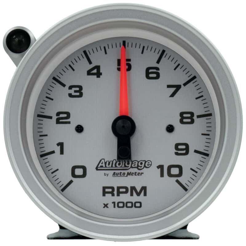 AutoMeter — AutoMeter Tachometer Gauge 10K RPM 3 3/4in Pedestal w/Ext. Shift-Light - Silver Dial/Black Case - view 1