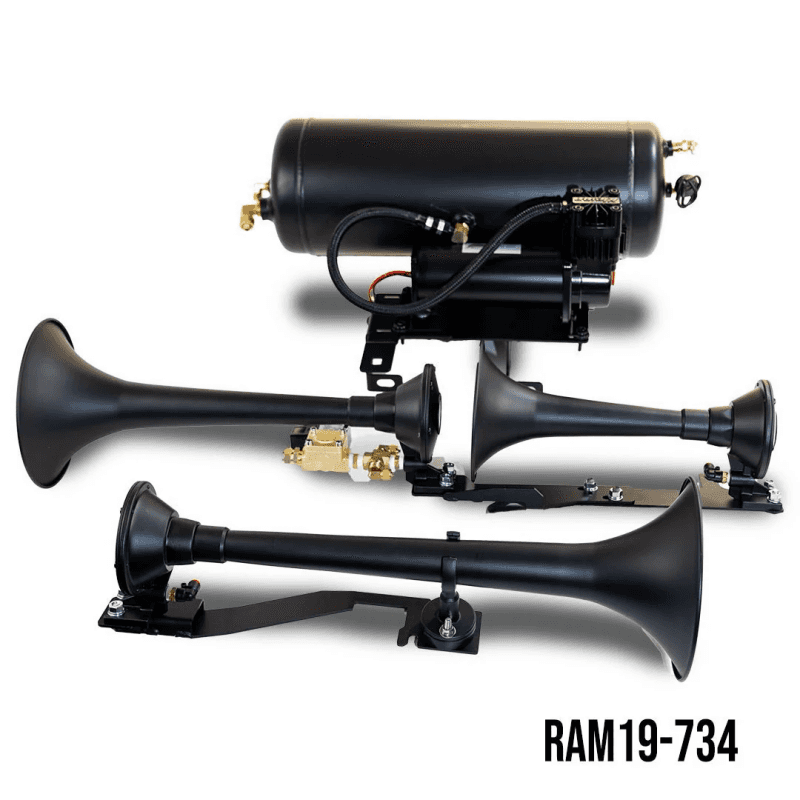 Kleinn Air Horns — Kleinn Air Horns 19-24 RAM 1500 Direct Fit Train Horn & Onboard Air System
Onboard Air w/ Horns - view 2
