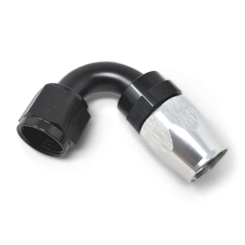 Russell — Russell Performance -6 AN Black/Silver 120 Degree Tight Radius Full Flow Swivel Hose End
Hose Fitting - view 4