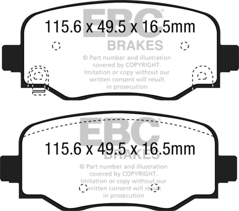 EBC — EBC 15+ Fiat 500X 1.4 Turbo Greenstuff Rear Brake Pads
Disc Brake Pad - view 1