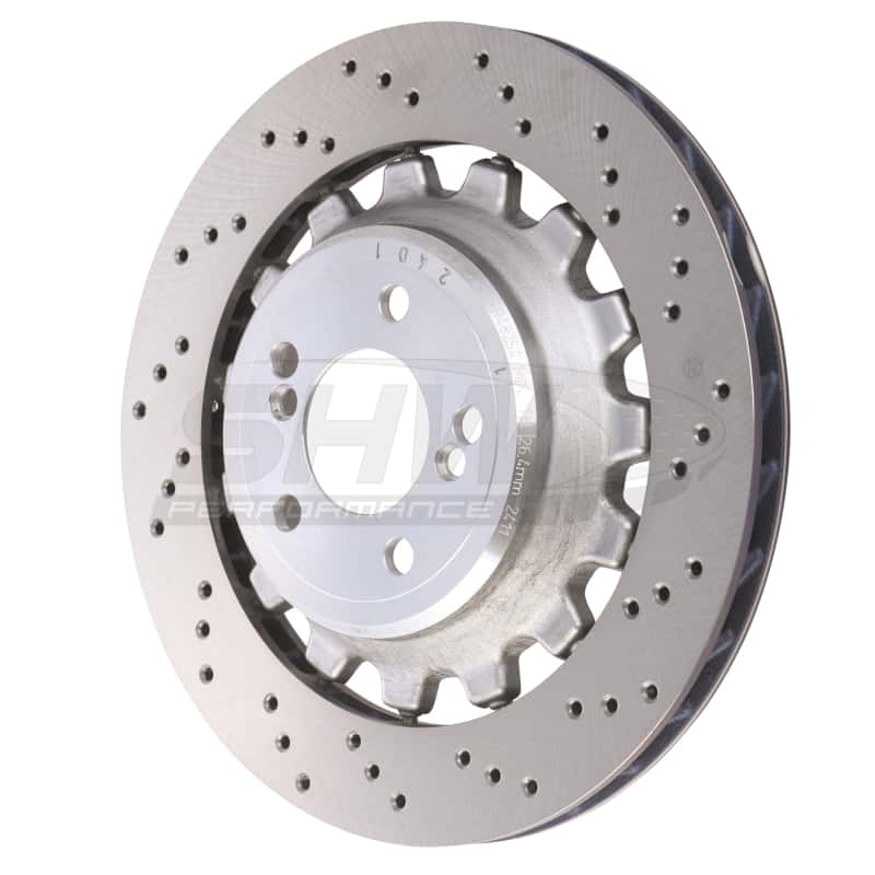 SHW Performance — SHW 19-21 BMW M2 Competition 3.0L Right Rear Cross-Drilled Lightweight Brake Rotor (34118072020) - view 2