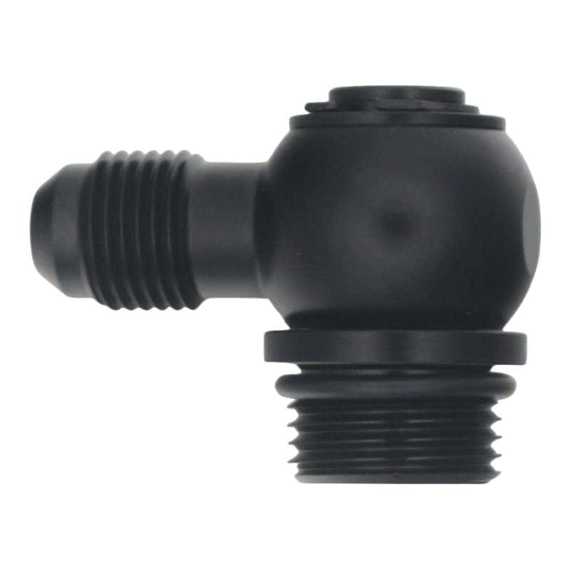 DeatschWerks — DeatschWerks 8AN ORB Male to 6AN Male Flare Low Profile 90-Degree Swivel - Anodized Matte Black
Lines & Fittings - view 1