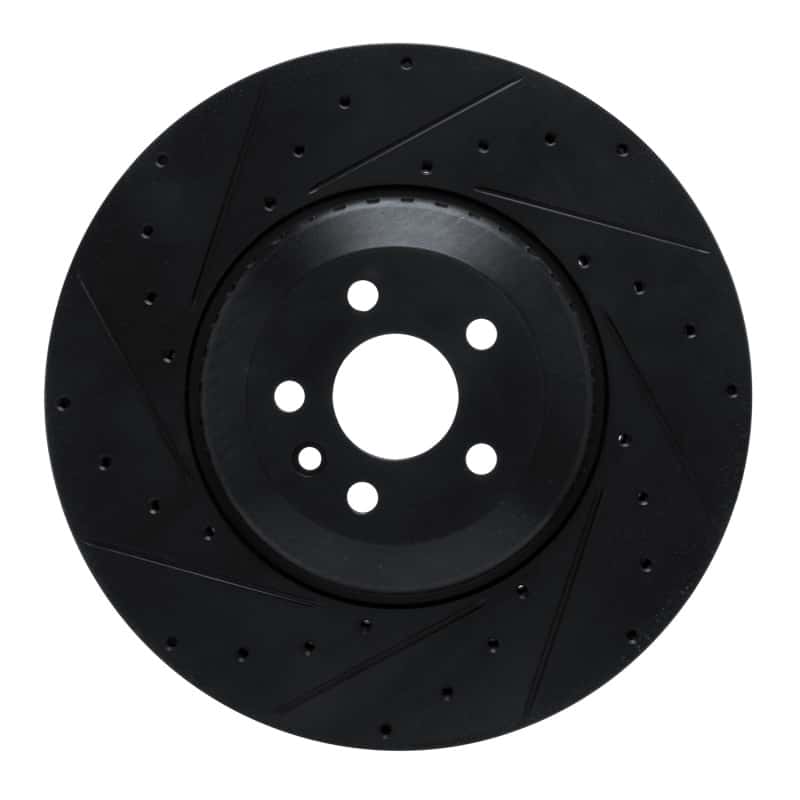 R1 Concepts — R1 21-25 Jaguar F-Pace Front Left Drilled & Slotted Black Brake Rotor - view 2