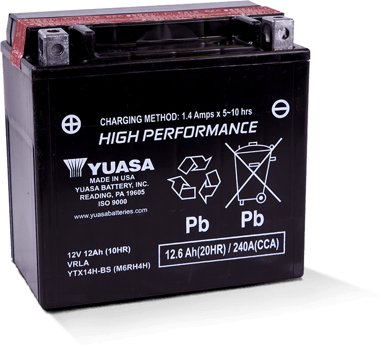 Yuasa Battery — Yuasa YTX14H-BS High Performance AGM 12-Volt Battery w/Bottle - view 2