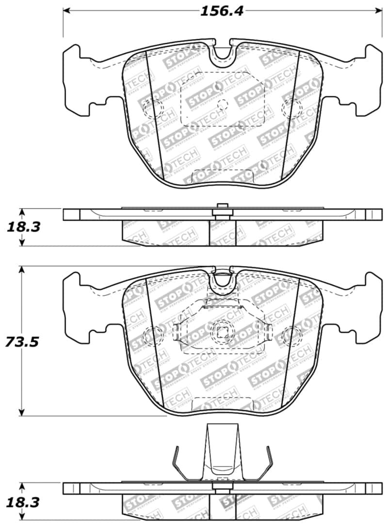 Stoptech — StopTech Performance 00-04 BMW M5 E39 / 00-06 X5 / 03-05 Range Rover HSE Front Brake Pads
Sprt Brk Pad W/Hdwr - view 8