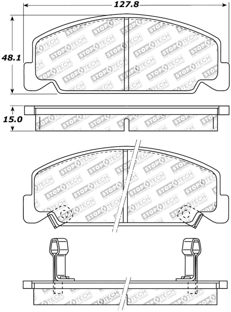 Stoptech — StopTech Street Touring 93-00 Honda Civic DX w/ Rr Drum Brakes Front Brake Pads
Brake Pads W/Hrdwr - view 6