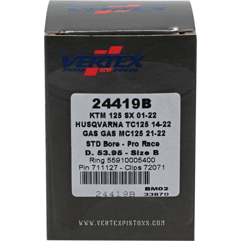 Vertex Pistons — Vertex Piston 01-16 KTM 125 EXC 125cc Forged Pro Race Piston Kit - view 4