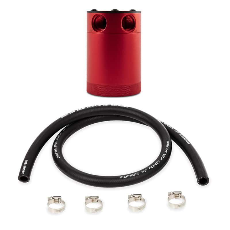 Mishimoto — Mishimoto Compact Baffled Oil Catch Can - 2-Port - Red - view 2