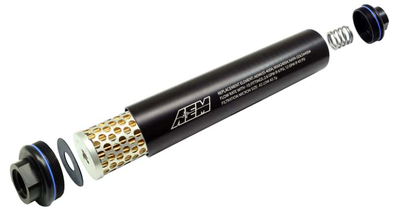 AEM — AEM Universal High Flow -10 AN Inline Black Fuel Filter
Hi Vol Fuel Filter - view 4