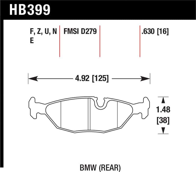 Hawk Performance — Hawk 84-4/91 BMW 325 (E30) HP+ Street Rear Brake Pads
Disc Brake Pad - view 1