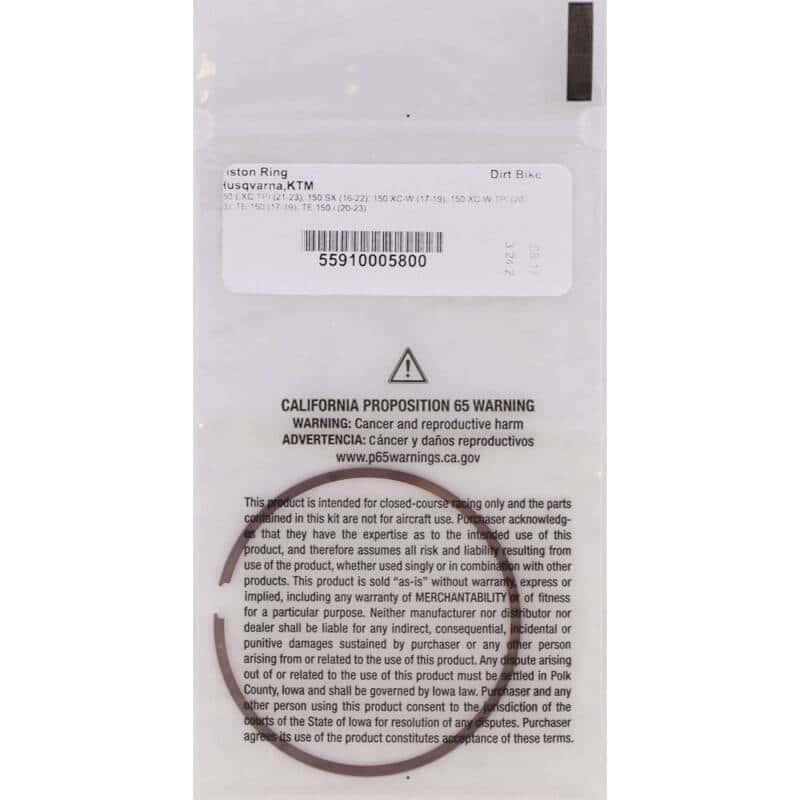 Vertex Pistons — Vertex Piston 2024 KTM 150 EXC 150cc Secondary Replacement Rings - Single - view 3