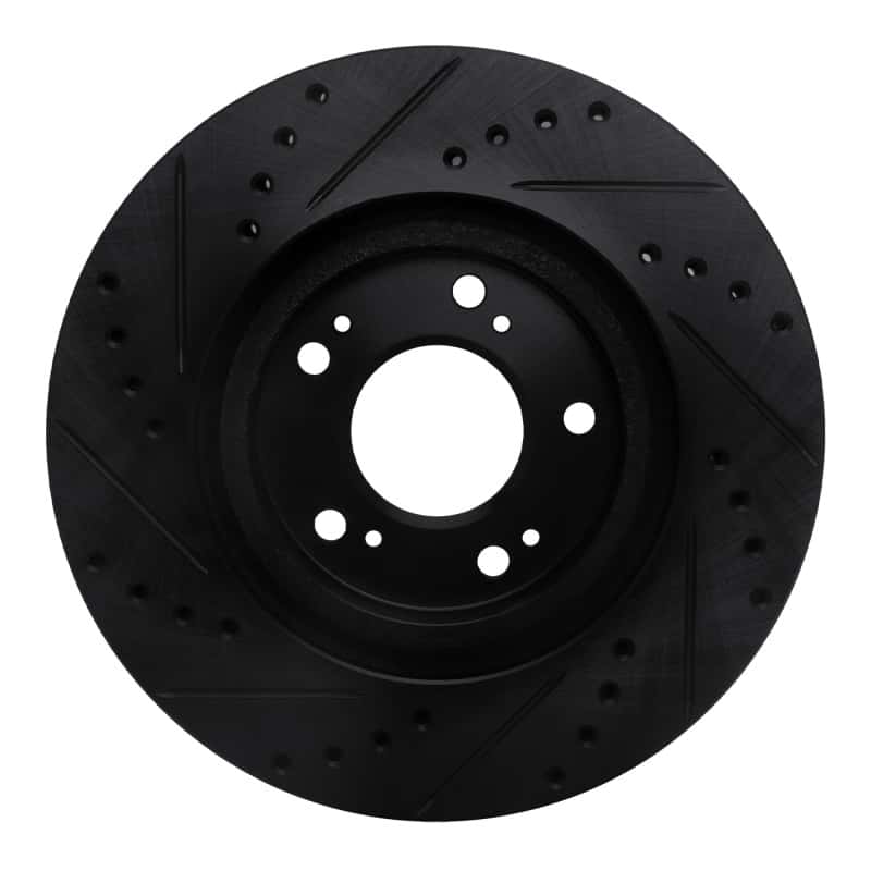 R1 Concepts — R1 04-12 Mitsubishi Eclipse Front Right Drilled & Slotted Black Brake Rotor
R1 Brake Rotor Drill - view 5