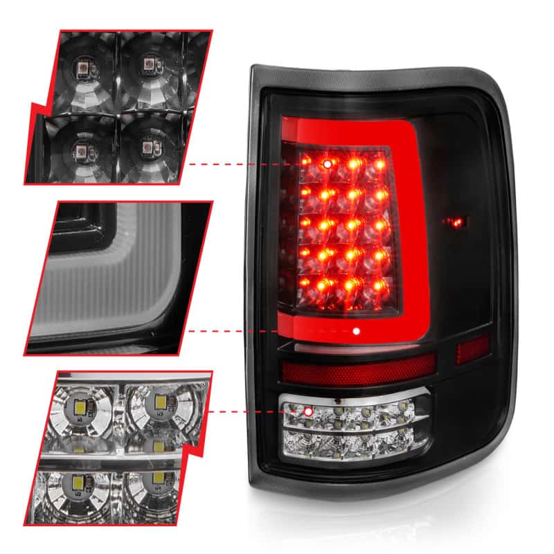 ANZO — ANZO 2004-2006 Ford F-150 LED Tail Lights w/ Light Bar Black Housing Clear Lens - view 10