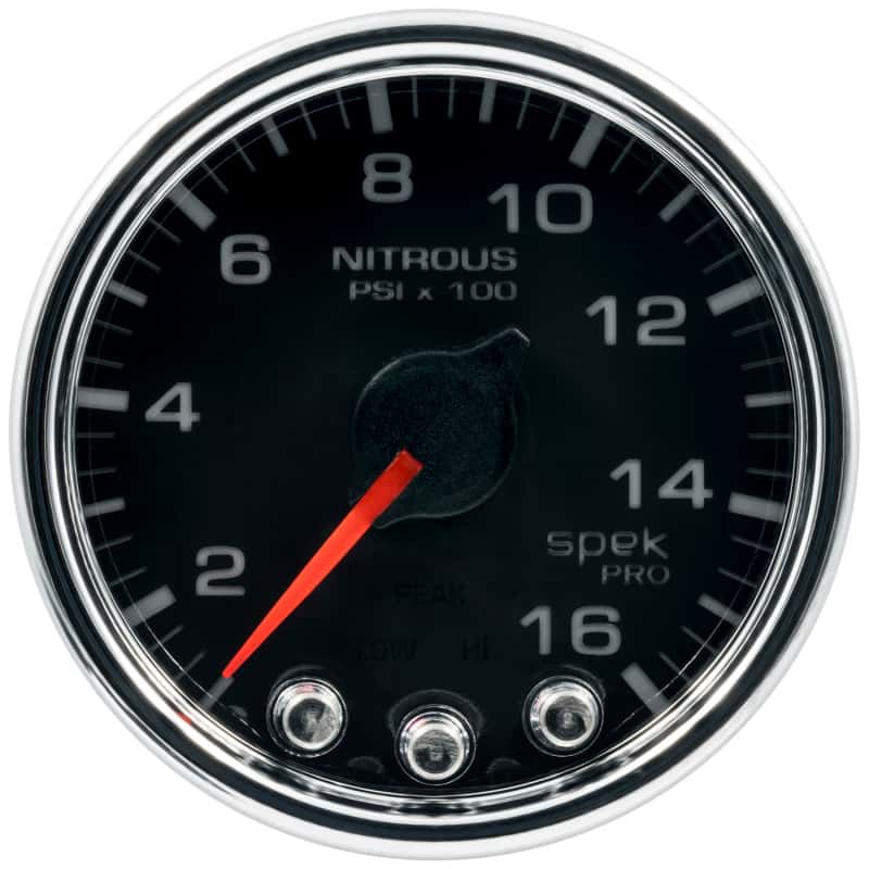 AutoMeter — Autometer Spek-Pro Gauge Nitrous Press 2 1/16in 1600psi Stepper Motor W/Peak & Warn Blk/Chrm
GA 2" N2O BCC SPEK - view 1