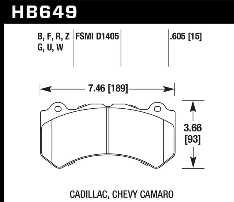 Hawk Performance — Hawk 08-12 Cadillac CTS-V / 12 Jeep Grand Cherokee (WK2) SRT8 DTC-60 Front Race Brake Pads
Disc Brake Pad - view 2
