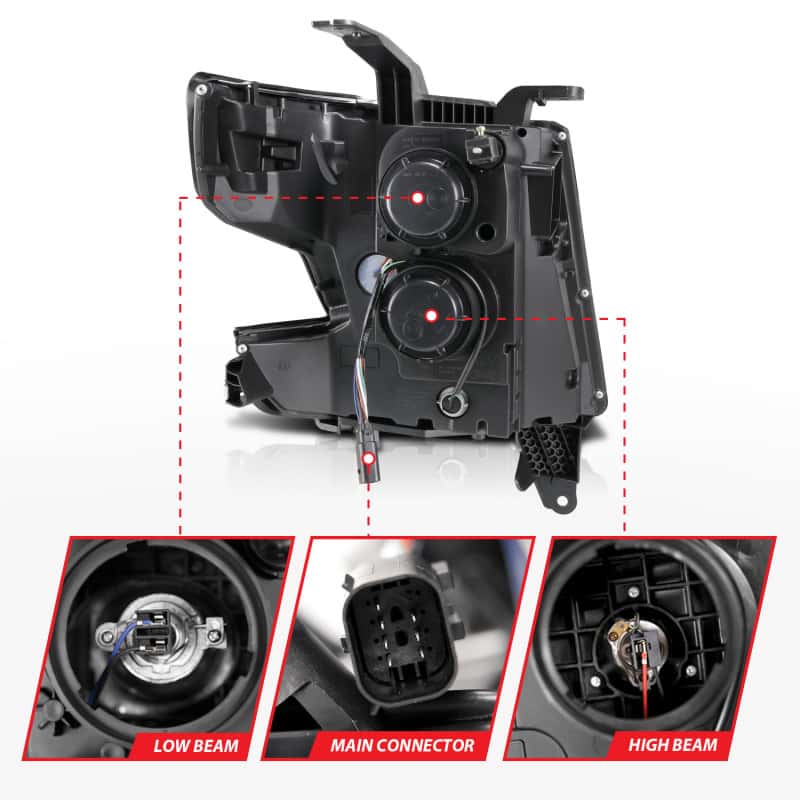 ANZO — ANZO 2015-2020 Chevy Tahoe Projector Headlights Plank Style Black w/DRL
Head Light Set
HdLtSet - view 11