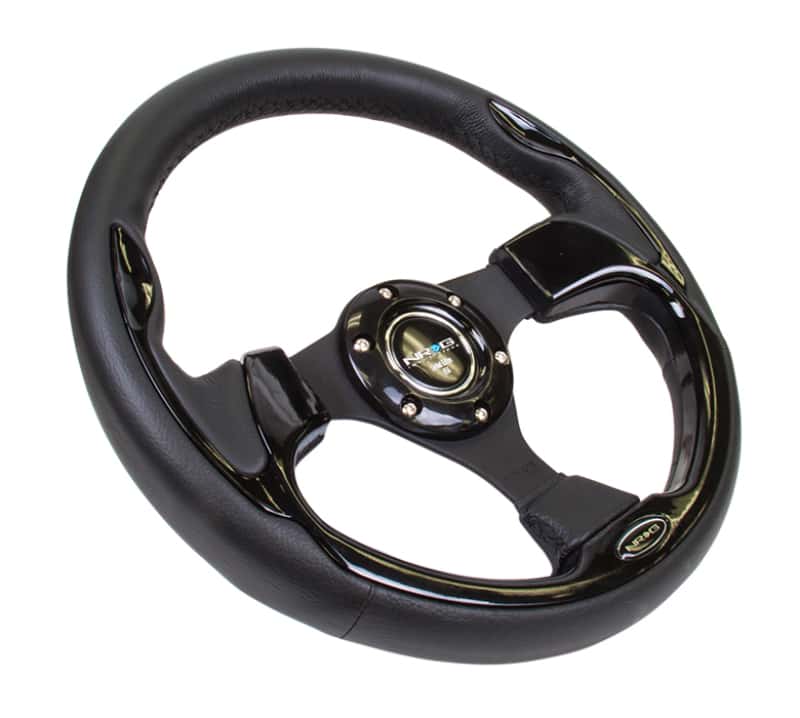 NRG — NRG Reinforced Steering Wheel (320mm) Blk w/Gloss Black Trim - view 6