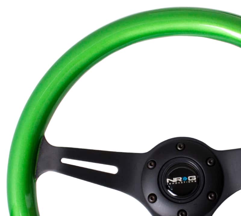 NRG — NRG Classic Wood Grain Steering Wheel (350mm) Green Pearl/Flake Paint w/Black 3-Spoke Center - view 3
