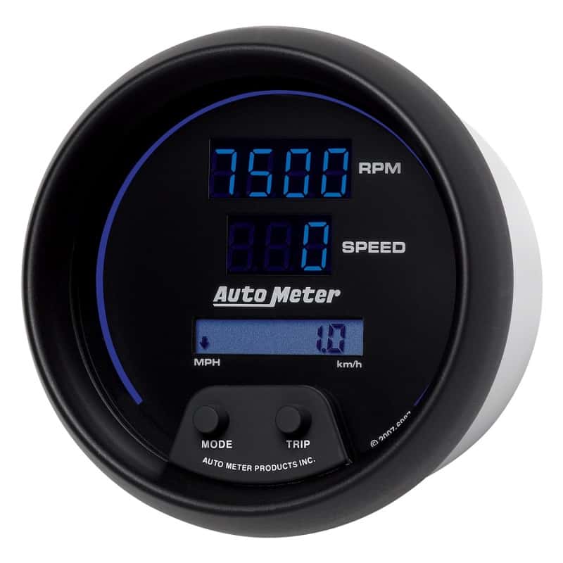 AutoMeter — Autometer 85.7mm Black Digital 8000rpm/160mph or 260kmph Electric Tachometer/Speedometer Combo
3.4" RPM/SPD CMB CBD - view 5
