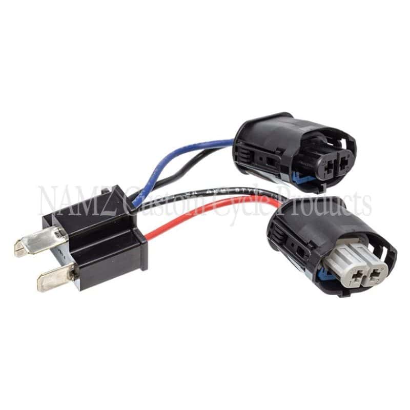NAMZ — NAMZ 2014+ Road King (w/7in. Dual LED HLamp) Headlight Adapter Pigtail w/Female H9 & H11 to Male H4 - view 1