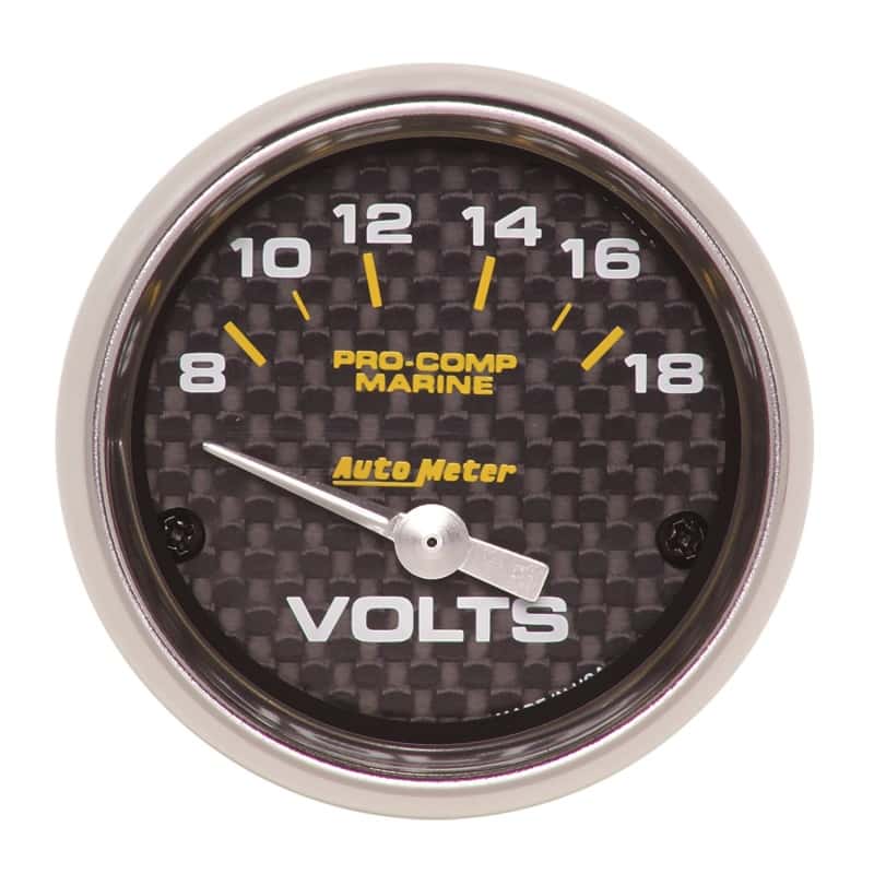 AutoMeter — Autometer Marine Carbon Fiber 2-1/16in 18V Electric Voltmeter Gauge
GA 2" VOLT 18V MCF - view 1
