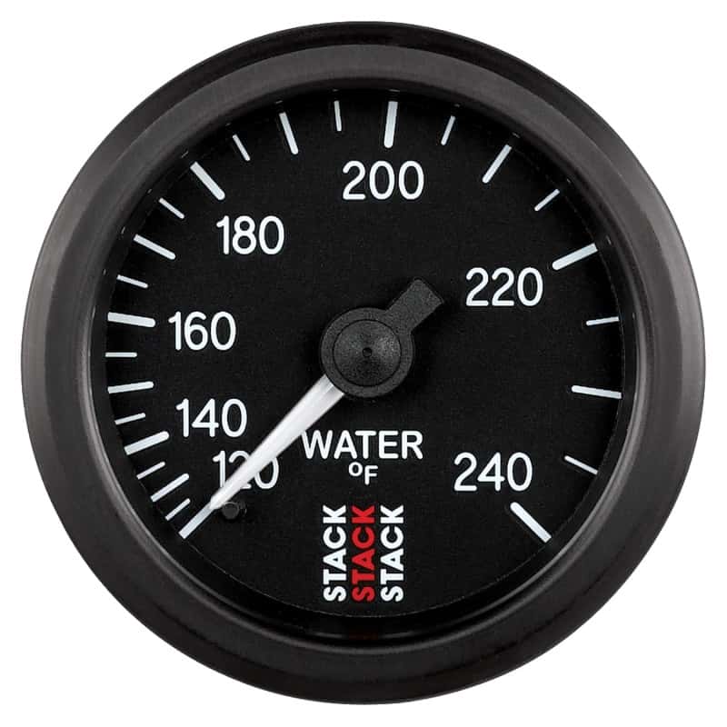 AutoMeter — Autometer Stack 52mm 120-240 Deg F 1/2in Npt (M) Mechanical Water Temp Gauge - Black
Ga WTmp Mech Bk 240F - view 1