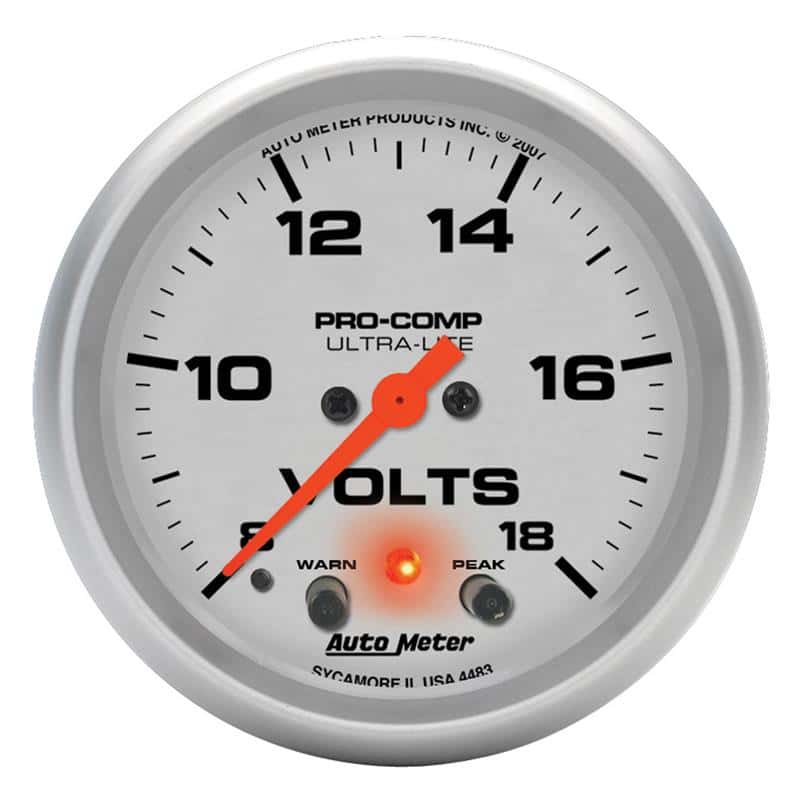 AutoMeter — Autometer Ultra-Lite 2 5/8in 18V Voltmeter w/ Peak & Warn
2-5/8" VOLTMETER, 8- - view 2