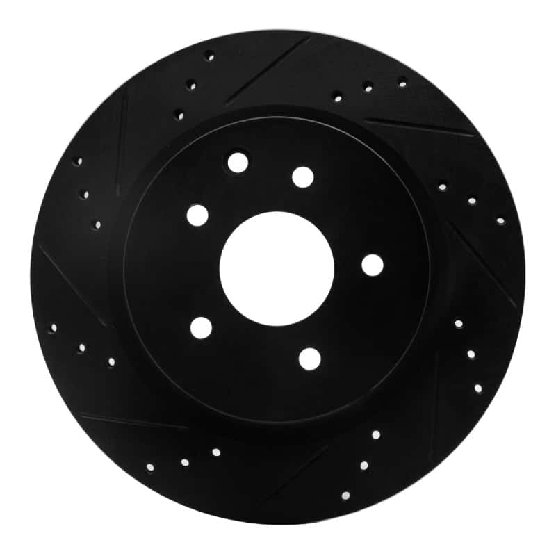 R1 Concepts — R1 05-25 Infiniti EX37 Rear Left Drilled & Slotted Black Brake Rotor
R1 Brake Rotor Drill - view 1