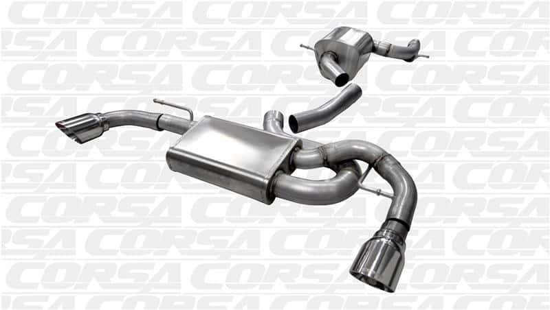 CORSA Performance — Corsa 2010-2014 Volkswagen GTI Mk6 Polished Touring 3.0in Cat-Back Dual Exit Polished Pro-SeriesTips
Exhaust - view 3