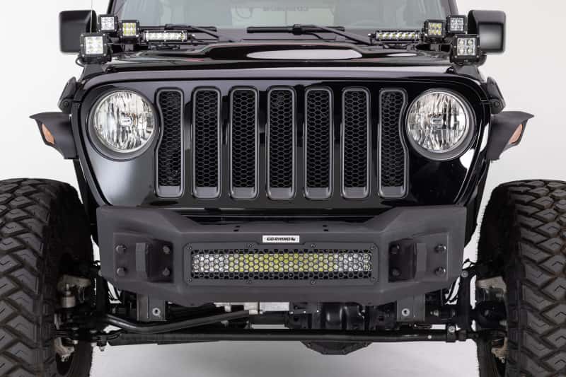 Go Rhino — Go Rhino 07-20 Jeep Wrangler JL/JLU/JK/JKU/Gladiator JT Rockline Front Stubby Bumper
Rockline Bumper (F) - view 2