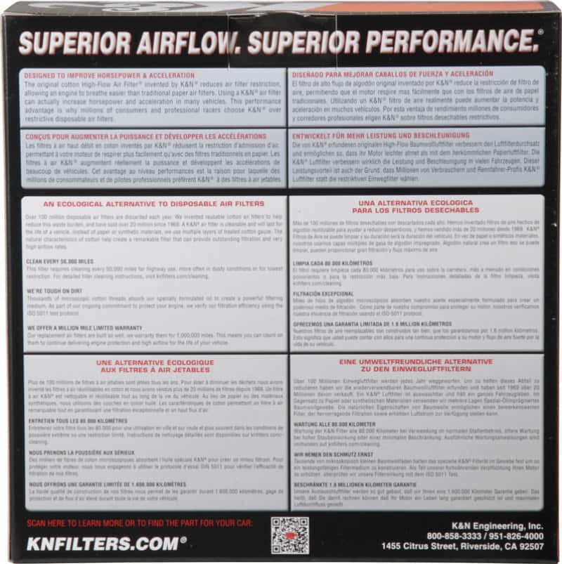 K&N Engineering — K&N 09+ Nissan GTR Drop In Air Filter
Replacement Air Filt
Air Filter - view 8