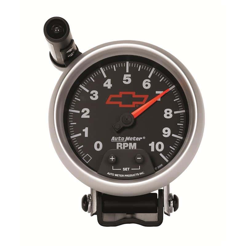 AutoMeter — Autometer GM Red Bowtie Black 3-3/4in 0-10000 RPM Pedestal Mount Tachometer Quick-Lite
3-3/8" TACH, 10,000 - view 3