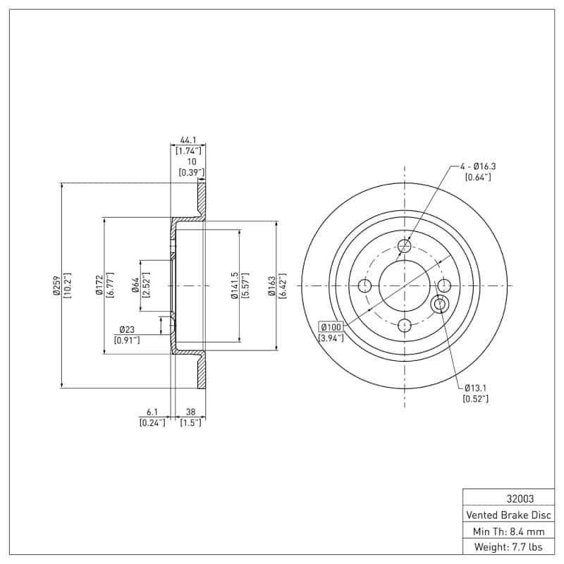DFC — DFC 02-15 Mini Cooper Clubman Rear GeoSPEC Coated Rotor
DFC Brake Rotor - view 6