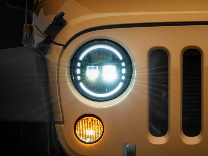 Raxiom — Raxiom 97-18 Jeep Wrangler TJ/JK Axial 7-Inch LED Headlights w/ DRL- Black Housing (Clear Lens)
Headlights - view 1