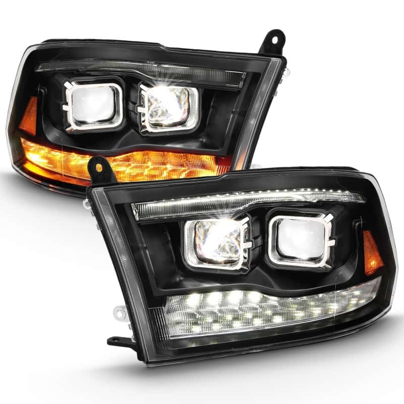 ANZO — ANZO 2009-2018 Dodge Ram 1500 Led Projector Plank Style Switchback H.L Halo Black Amber (OE Style)
Head Light Set - view 3