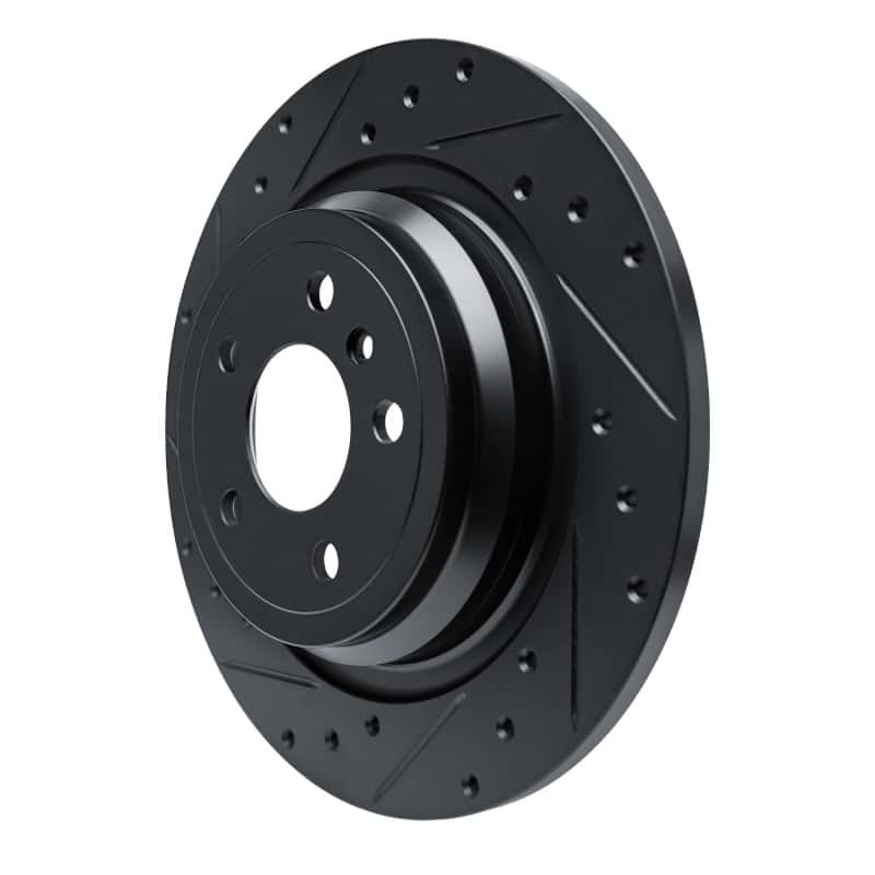 R1 Concepts — R1 12-18 Mercedes-Benz GLE300D Rear Left Drilled & Slotted Black Brake Rotor
R1 Brake Rotor Drill - view 2