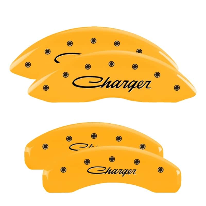 MGP — MGP 4 Caliper Covers Engraved Front & Rear Cursive/Charger Yellow finish black ch
Caliper Covers - view 1
