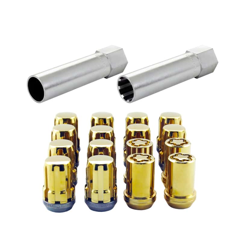 McGard — McGard SplineDrive Tuner 4 Lug Install Kit w/Locks & Tool (Cone) M12x1.5 / 13/16 Hex - Gold (CS) - view 1