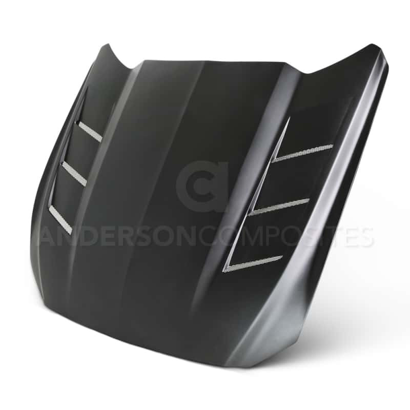 Anderson Composites — Anderson Composites 15-16 Ford Mustang (Excl. GT350/GT350R) Fiberglass Heat Extractor Hood - view 1