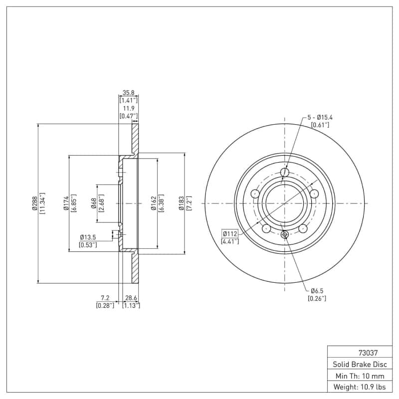 DFC — DFC 00-09 Audi A4 (USA/Canada) Rear GeoSPEC Coated Rotor
DFC Brake Rotor - view 6