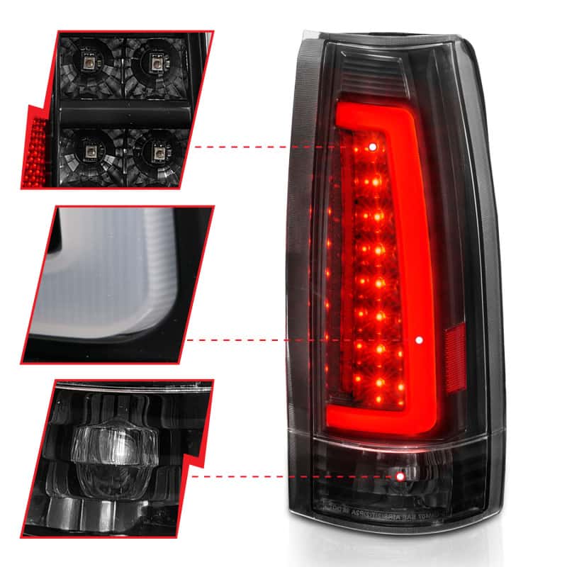 ANZO — ANZO 1999-2000 Cadillac Escalade LED Taillights Black Housing Clear Lens Pair - view 9