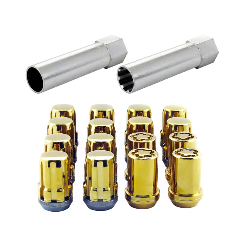 McGard — McGard SplineDrive Tuner 4 Lug Install Kit w/Locks & Tool (Cone) M12x1.25 / 13/16 Hex - Gold (CS) - view 1