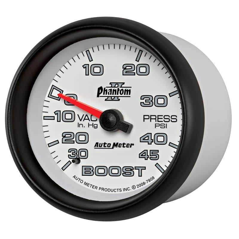 AutoMeter — Autometer Phantom II 2-5/8in 30INHG-45PSI Phantom Mechanical Boost/Vacuum Gauge
2-5/8" BOOST-VAC, 30 - view 3