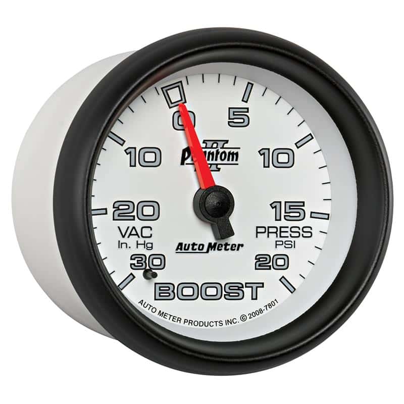 AutoMeter — AutoMeter Gauge Vac/Boost 2-5/8in. 30Inhg-20PSI Mechanical Phantom II
2-5/8" BOOST-VAC, 30 - view 6