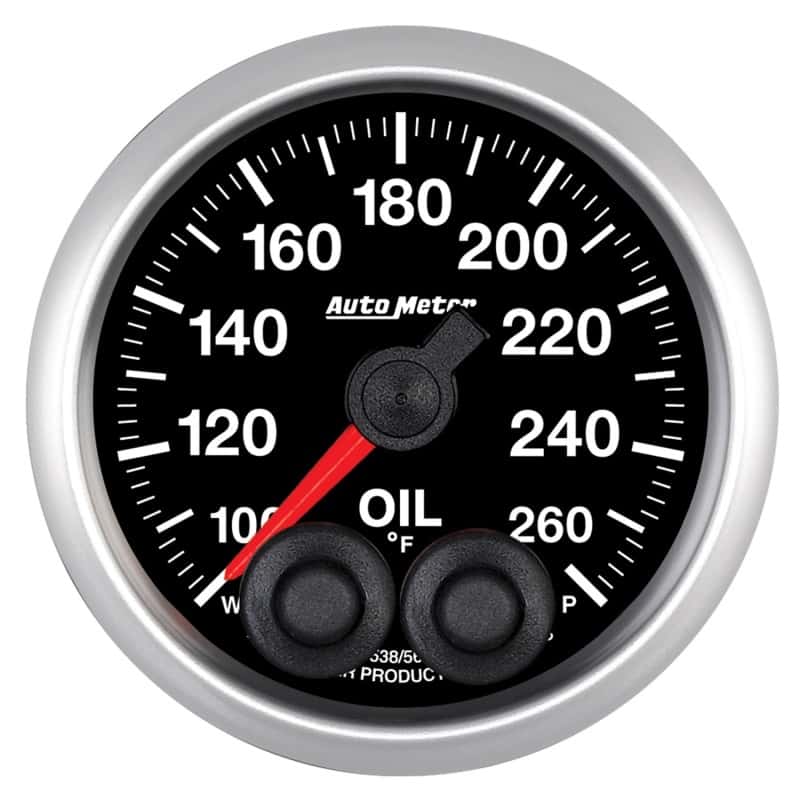 AutoMeter — Autometer Elite 52mm 100-260 Deg F Oil Temp Peak & Warn w/ Electronic Control Gauge
GA 2" OILT 260F ELIT - view 1
