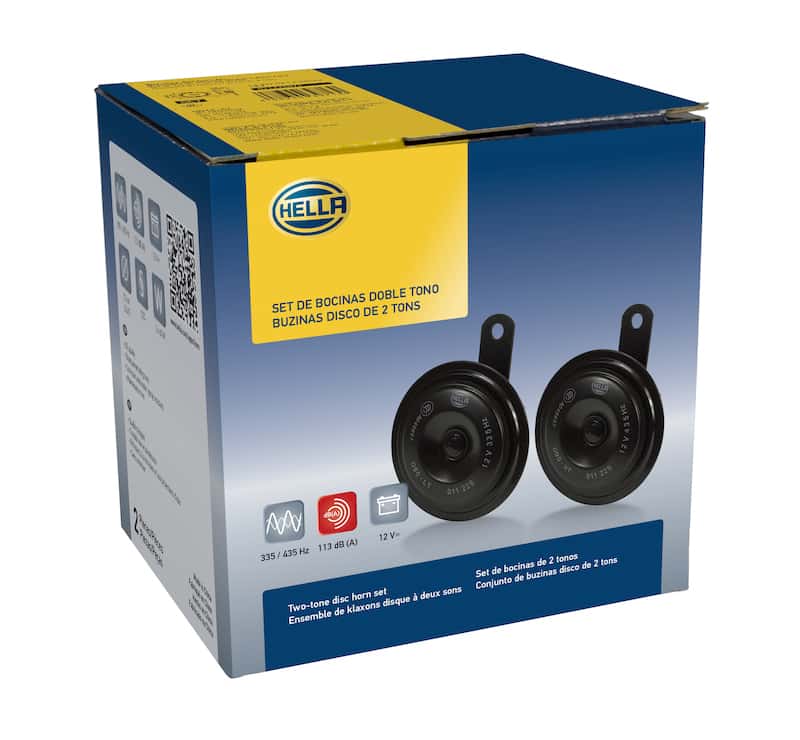 Hella — Hella Horn Kit Bx Blk Disc 92Mm 12V Univ - view 12