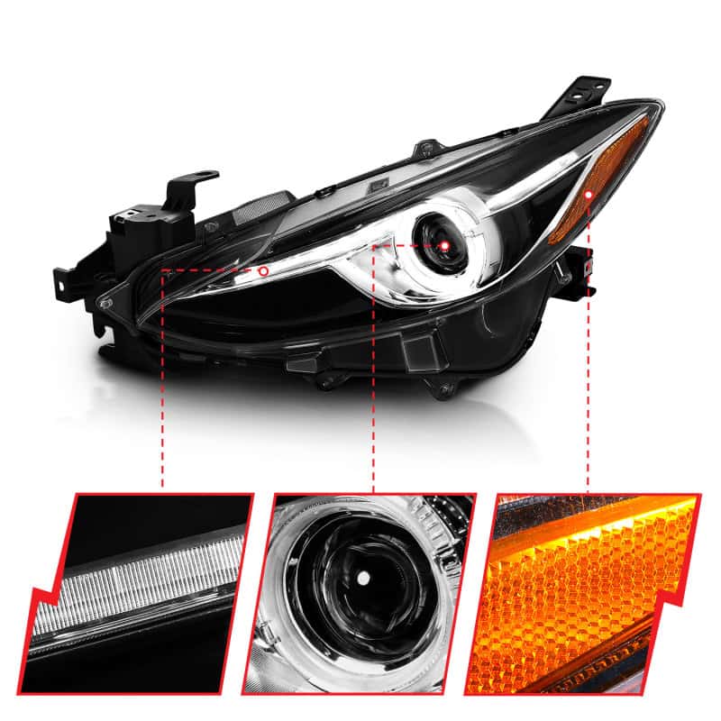 ANZO — ANZO Projector Headlights With Halo Black w/Amber 14-17 Mazda 3
Head Light Set
HdLtSet - view 4