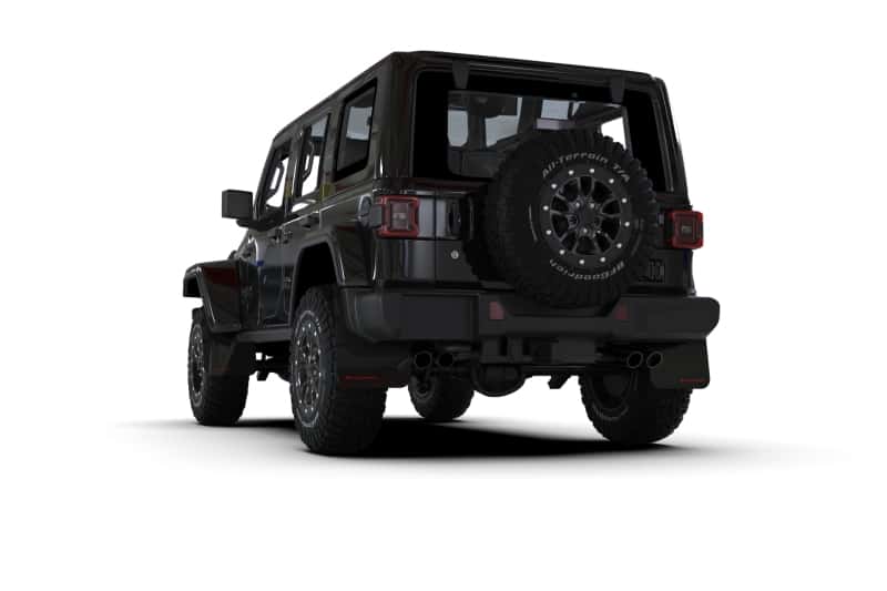 Rally Armor — Rally Armor 2018+ Jeep Wrangler Rubicon JL Black UR Mud Flap w/ Metallic Black Logo
Mud Flap - view 3