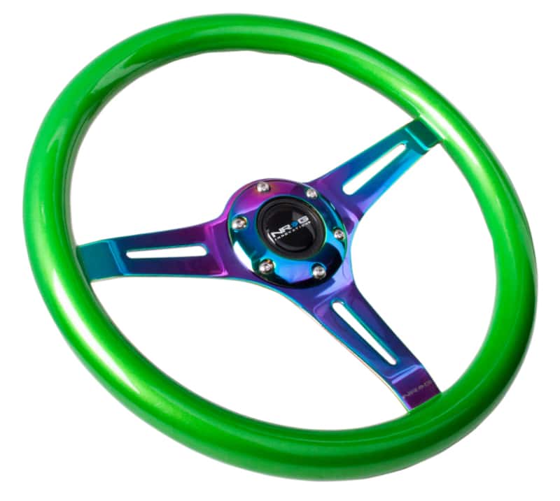NRG — NRG Classic Wood Grain Steering Wheel (350mm) Green Pearl/Flake Paint w/Neochrome 3-Spoke Center - view 2